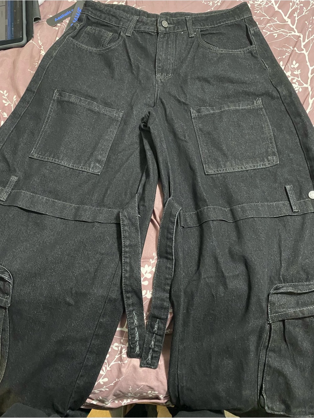 ROMWE Washed Black High-Rise Straight Jeans unisex men size 32